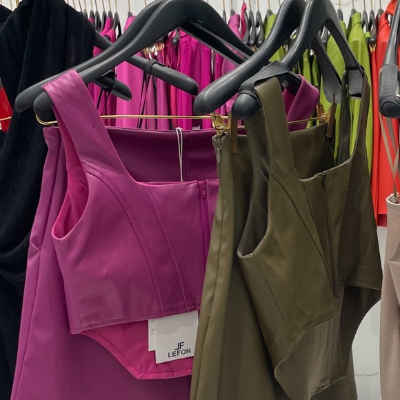 Stylish Leather Cowl Neck Camisole Tops in pink and olive green Colors - Picture 2 of 3